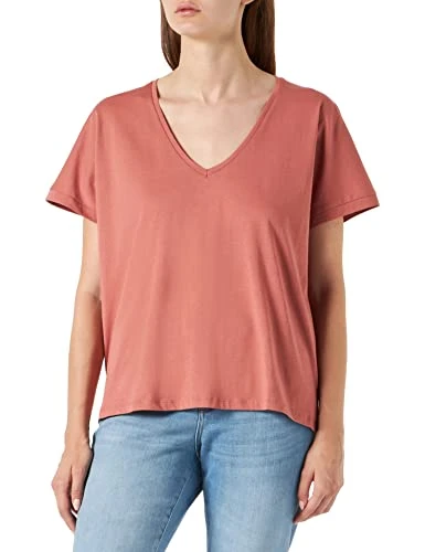 Women's Drapey V Neck Tee Shirt, Withered Rose, Large