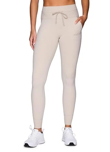 Women's Drawstring Waist Gym Hiking Legging Fitted Jogger with Pockets, Sand, M