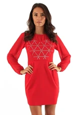 Womens Dress Mini Ladies Round Neck Casual Top Branded Long Sleeve Party Dresses Red 10
