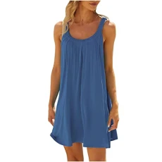Women's dresses beach dress for women, bikini, swimwear, cover-up, casual, holiday, short summer dresses, women's dress, tight t-shirt dress, made of cotton for women, tank dress, cotton, navy, S