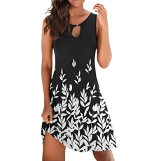 Women's Dresses Short Elegant Floral Motif Off Shoulder Sleeveless Round Neck Casual Dress Long Dresses with Pocket Summer Loose Patchwork Tunic Dress Swing A-line Dresses Summer Dress, V2-white, M