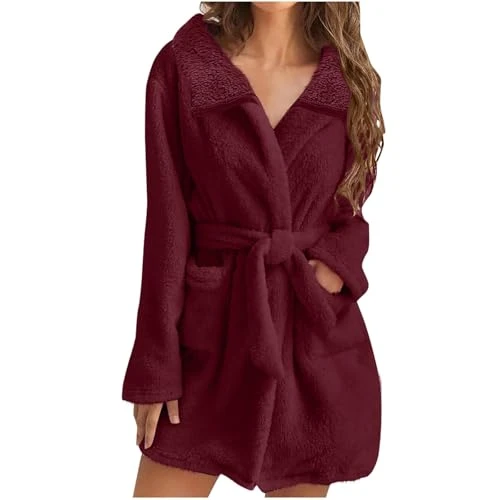 Womens Dressing Gown Ladies Robe Fluffy Super Soft Fleece Plush Bath Robe for Women Housecoat Bathrobe Loungewear Robe Perfect for Loungewear and Sleepwear