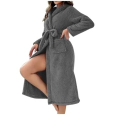 Womens Dressing Gown Lightweight Warm and Cosy Robes Fluffy Super Soft Hooded Bathrobe Plush Fleece Shawl Ladies Housecoats Loungewear Long Robe Nightwear UK Clearance