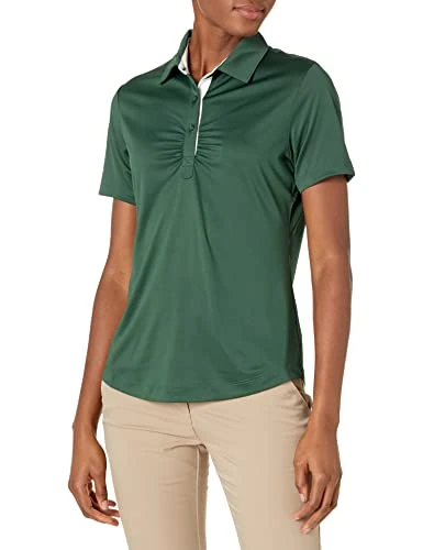 Women's Drytec Alder Short Sleeve Polo with Rouching, Hunter, X-Large