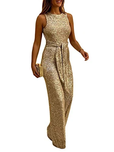 Women's Dungarees Vintage Printed Loose Casual Baggy Sleeveless Overall Long Jumpsuit Playsuit Trousers Pants Dungarees Gold 6