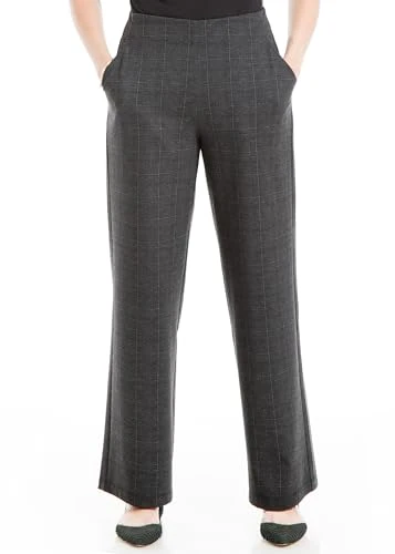 Women's Easy Leg Ponte Pant, Black/Charcoal Glen Plaid Window-sjt-k1000, XS