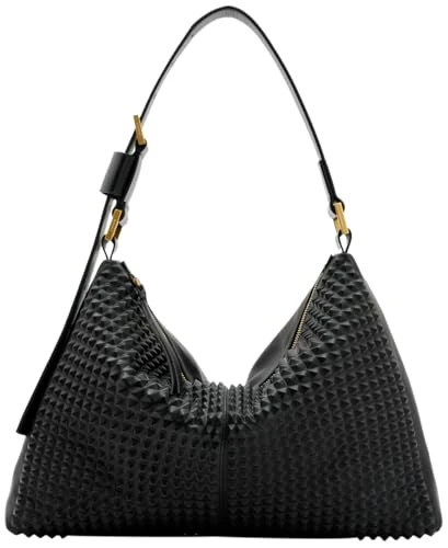 Women's Edbury Stud Shoulder Bag, Black, M