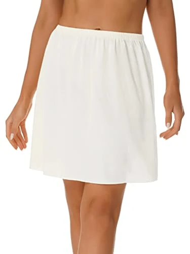 Women's Elastic Waistband Half Slips Skirt Extender 30-90cm Silky Satin Underskirt Under Dress 45cm White M