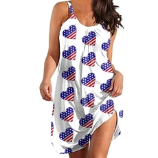 Women's Elegant A-line T-Shirt Dress, Casual Women's Summer Elegant Sleeveless Dress with O-Neck, Laced, Bohemian Cover-up Dress, Sexy Midi Dress, Floral Print Dresses, Beach Dresses, Aa4-Blue, 3XL