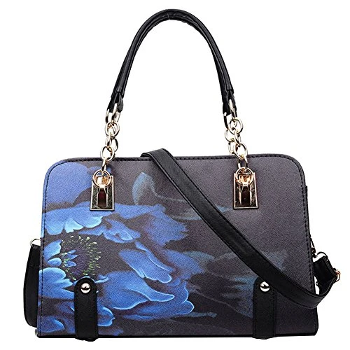 Womens Elegant Printing HandBags Crossbody Shoulder Bags Top HandleTote Bags Black