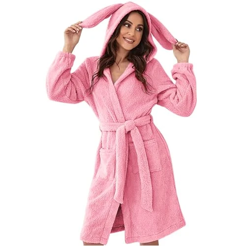 Women's Elegant Short Terry Bathrobe Comfortable White Bathrobes Winter Plush Bathrobe Men Women Cotton Fleece Bathrobes for Home Hotel Spa, red, XXL