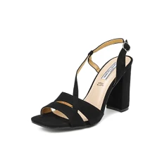 Women's Elegant Strappy Casual Heeled Sandals ZM9027 (Black, Numeric_40)