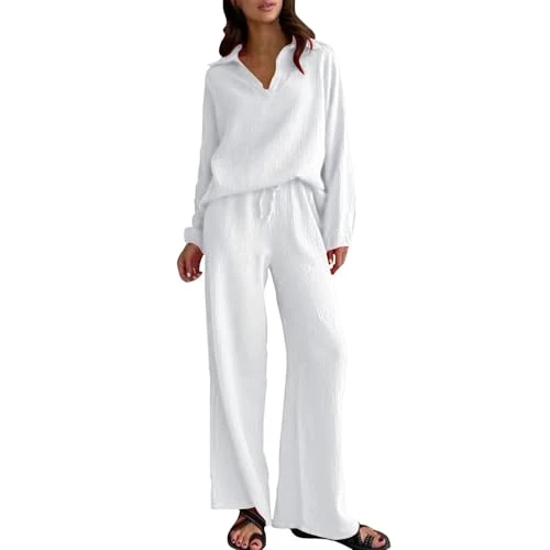 Women's Elegant Summer Tracksuit Women's Winter Fitness Running Outfit Plus Size Zip Suit for Home Women 2 Pieces for Spring and Autumn, White, 3XL
