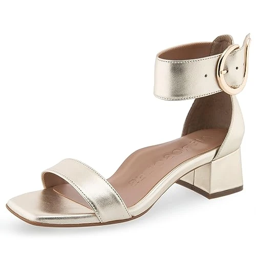 Women's Eliza Heeled Sandal, Soft Gold Leather, 4.5 UK