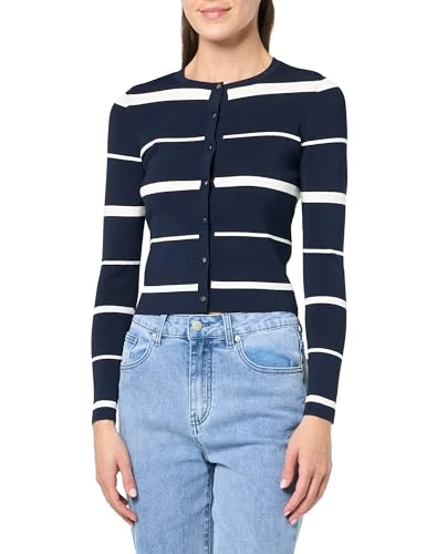Women's Eloriaa Crew Neck Fitted Cardigan, Navy, 1