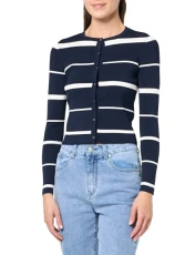 Women's Eloriaa Crew Neck Fitted Cardigan, Navy, 1 Women's Eloriaa Crew Neck Fitted Cardigan, Navy, 1