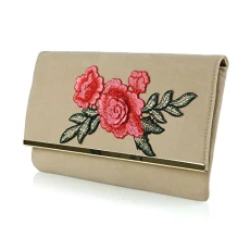 WOMENS EMBROIDERED CLUTCH BAG LADIES EVENING PROM PARTY PURSE FLORAL HANDBAG UK