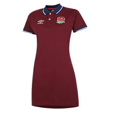 Womens England Cl Polo Shirt Dress Merlot/White S Womens England Cl Polo Shirt Dress Merlot/White S