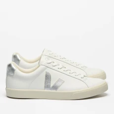 Womens Esplar Leather Low Top Trainers - White