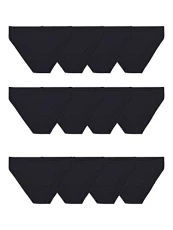 Women's Eversoft Cotton Bikini Underwear, Tag Free & Breathable Style Stretch-12 Pack-Black, 10 (Pack of 12) Women's Eversoft Cotton Bikini Underwear, Tag Free & Breathable Style Stretch-12 Pack-Black, 10 (Pack of 12)