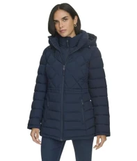 Women's Every Day Essential Lightweight Coat Down Alternative, Navy, L Women's Every Day Essential Lightweight Coat Down Alternative, Navy, L