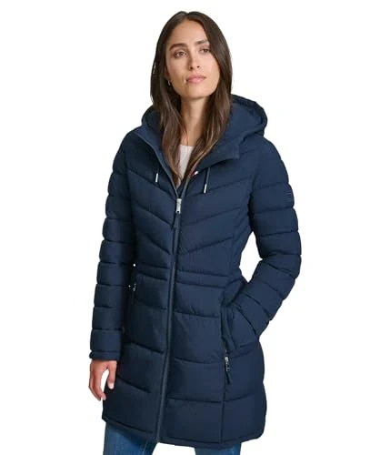 Women's Every Day Essential Long Lightweight Coat, Navy, M