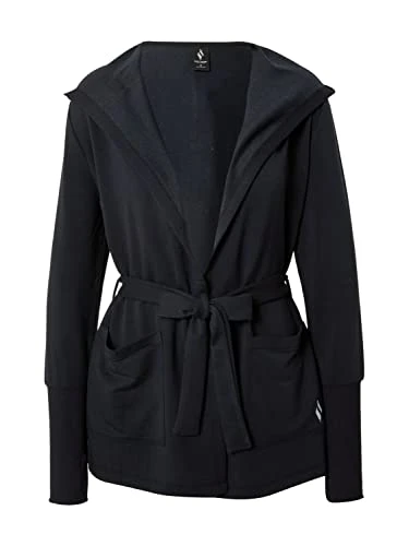 Women's Everyday Belted Hoodigan Hooded Sweatshirt, Bold Black, L UK