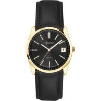 Women's Everyday Black Dial Leather Gold Watch - Gold