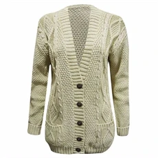 Womens Everyday Long Sleeve Button Top Ladies Chunky Aran Cable Knit Grandad Cardigan UK 8-22 Womens Everyday Long Sleeve Button Top Ladies Chunky Aran Cable Knit Grandad Cardigan UK 8-22