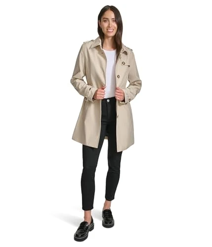 Women's Everyday Transitional Belted Trench Quilted Jacket, Chino, M