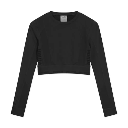 Womens Evoknit Seamless Long Sleeve Crop Top Black XL