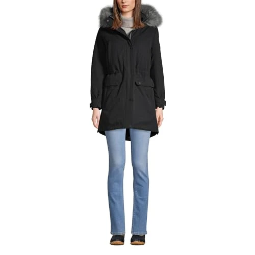 Women's Expedition Waterproof Down Winter Parka with Faux Fur Hood, Black, Large