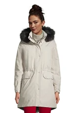 Women's Expedition Waterproof Down Winter Parka with Faux Fur Hood, Light Stone, Medium