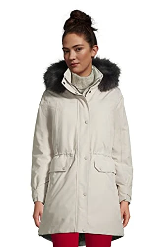 Women's Expedition Waterproof Down Winter Parka with Faux Fur Hood, Light Stone, Medium