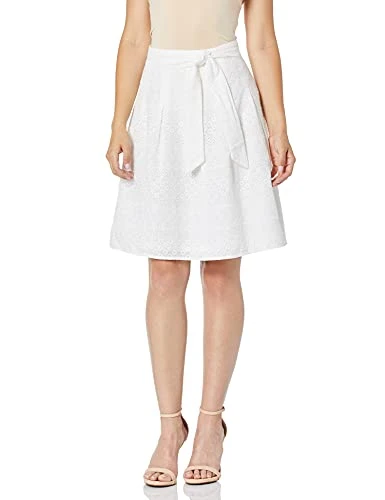 Women's Eyelet LACE Skirt with SELF Belt, Lily, 20