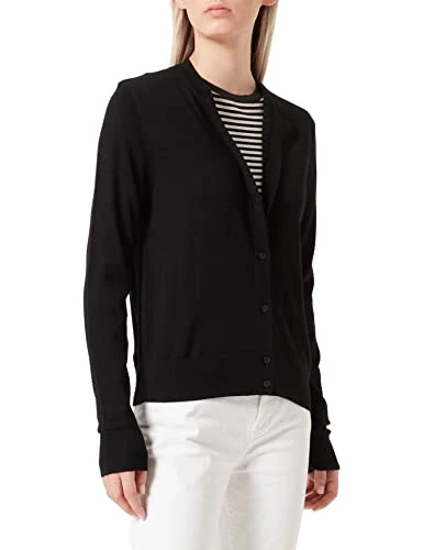 Womens Fadenasis Crew-Neck Button-up Cardigan in Virgin Wool Black