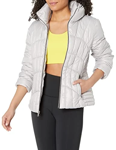 Women's Fall, Puffer, Quilted Jackets Transitional, Silver, M