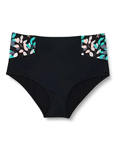 Women's Fashion Bikini Bottom, Black-Green, 8