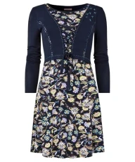 Women's Fashion Floral Mock Cardigan Layered Jersey Tunic Top, Regular Fit, Navy, UK 16 Women's Fashion Floral Mock Cardigan Layered Jersey Tunic Top, Regular Fit, Navy, UK 16