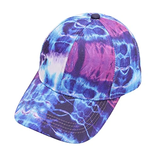 Womens Fashion Floral Print Baseball Cap Adjustable Strapback Sun Hat(Tie Dyed Blue)