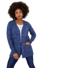 Women's Fashion Marl Knit Patch Pocket Edge to Edge Cardigan, Relaxed Fit, Blue, UK 16 Women's Fashion Marl Knit Patch Pocket Edge to Edge Cardigan, Relaxed Fit, Blue, UK 16