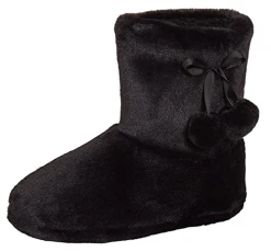 Womens Faux Fur Slipper Boots Black 6
