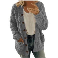 Womens Faux Furry Jackets Long Sleeve Fleece Sherpa Coats Button Up Fuzzy Outwear Soft Fluffy Chunky Knit Cardigan Sweaters Warm Winter Tops Fashion Casual Outerwear S-5XL
