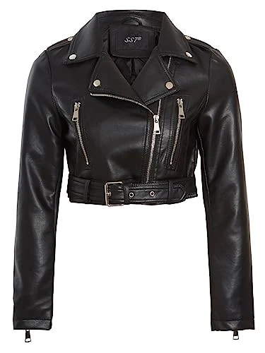 Womens Faux leather Cropped Biker Jacket