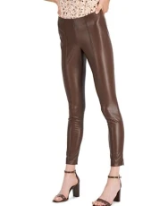 Womens Faux Leather Pintuck Leggings, Espresso, XL Womens Faux Leather Pintuck Leggings, Espresso, XL