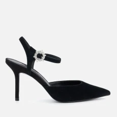Womens Faux Suede Channel Courts - Black