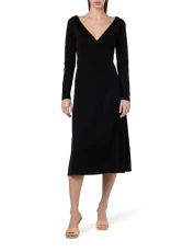 Women's F&F WRAP MIDI Dress LS Black 3XL Women's F&F WRAP MIDI Dress LS Black 3XL