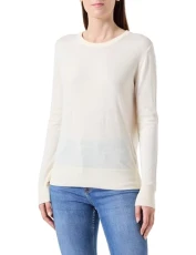 Women's Fine Knit C-Neck Sweater, Cream, S Women's Fine Knit C-Neck Sweater, Cream, S