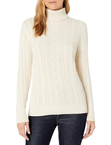 Women's Fisherman Cable Roll-Neck Jumper (Available in Plus Size), Cream, M