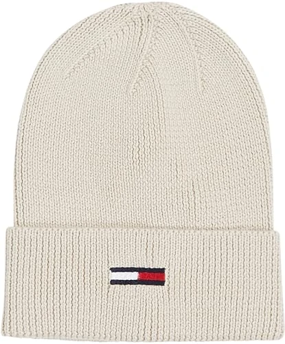 Women's Flag Logo Knitted Beanie Hat, Off-White (Newsprint), One Size